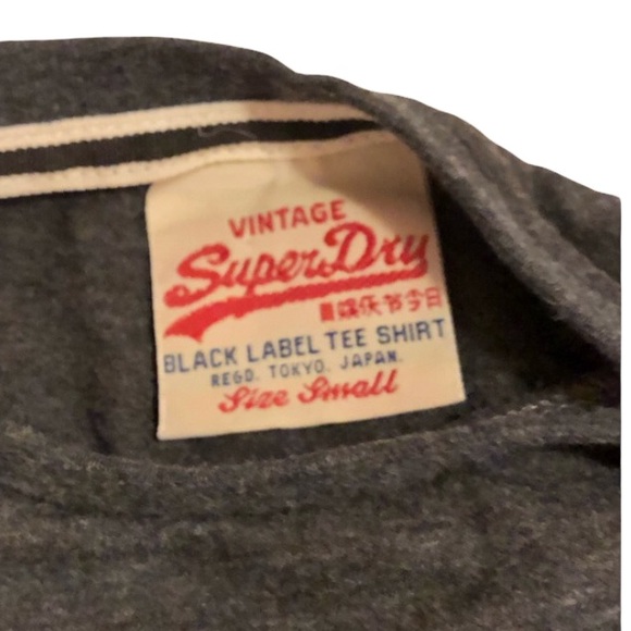 Superdry Small Short Sleeve Shirt Dark Grey with Wheels & Wings - Picture 4 of 5